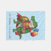 グリーンアリゲータースーパーヒーローエイジボーイ誕生日ギフト フリースブランケット (正面(横))