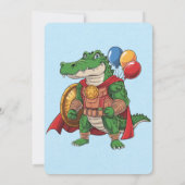 グリーンアリゲータースーパーヒーローバースデーパーティー 招待状 (裏面)