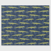 グリーンアリゲーターネイビーブルーパターン(の模様が)ある ラッピングペーパー (フラット)