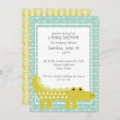 グリーンアリゲーター ベイビーボーイ シャワー招待状 招待状 (正面/裏面)