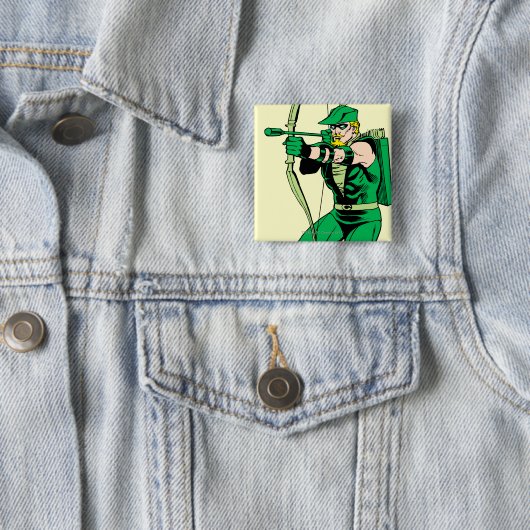 グリーンアローが矢を射る 缶バッジ (インサイチュ)