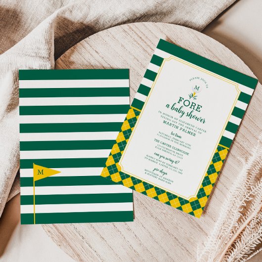 グリーンアンドイエローゴルフベビーシャワー招待状 招待状