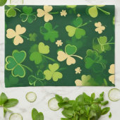 グリーンアンドイエローセントパトリックの日シャムロック キッチンタオル (折り畳み)