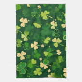 グリーンアンドイエローセントパトリックの日シャムロック キッチンタオル (縦)