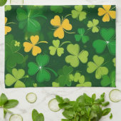 グリーンアンドイエローセントパトリックの日シャムロック キッチンタオル (折り畳み)