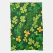 グリーンアンドイエローセントパトリックの日シャムロック キッチンタオル (縦)