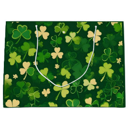 グリーンアンドイエローセントパトリックの日シャムロック ラージペーパーバッグ