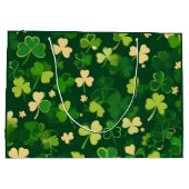 グリーンアンドイエローセントパトリックの日シャムロック ラージペーパーバッグ (裏面)