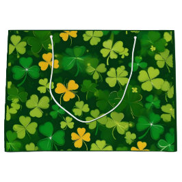 グリーンアンドイエローセントパトリックの日シャムロック ラージペーパーバッグ