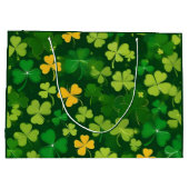 グリーンアンドイエローセントパトリックの日シャムロック ラージペーパーバッグ (裏面)
