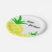 グリーンアンドイエローパイナップルハッピーバースデー ペーパープレート (アングル)