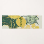 グリーンアンドイエローボホスタイルパーソナライズされた猫好き ヨガマット (正面(横))