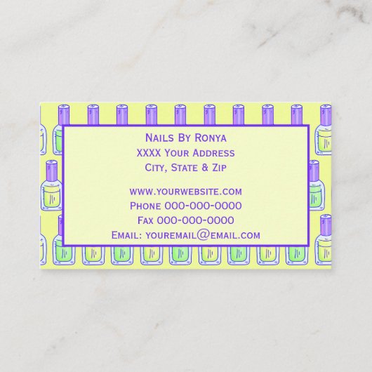 グリーンアンドイエローポーランドネイルサロン 名刺 (裏面)