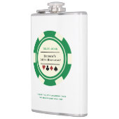 グリーンアンドオフホワイトカジノトランプのポーカーチップ誕生日 フラスク (左)