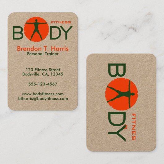 グリーンアンドオレンジ体マッドネスパーソナルトレーナー 名刺 (正面/裏面)