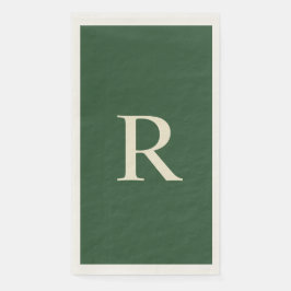 グリーンアンドクリームモノグラムの紙ゲストタオル