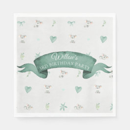 グリーンアンドグレーベビーコアラ誕生日パーティー スタンダードランチョンナプキン