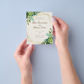 グリーンアンドゴールデンウォーター結婚式招待状 チラシ (手)