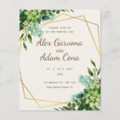 グリーンアンドゴールデンウォーター結婚式招待状 チラシ (正面)