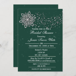 グリーンアンドシルバーウィンターブライダルシャワー招待状 招待状