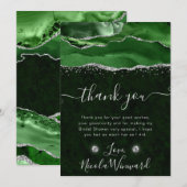 グリーンアンドシルバーグリッターアゲートブライダルシャワー サンキューカード (正面/裏面)
