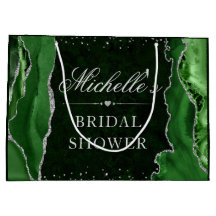 グリーンアンドシルバーグリッターアゲートブライダルシャワー