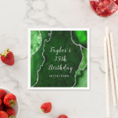 グリーンアンドシルバーゲート大理石誕生日 スタンダードカクテルナプキン (インサイチュ)