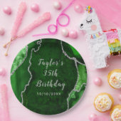 グリーンアンドシルバーゲート大理石誕生日 ペーパープレート (パーティー)