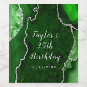 グリーンアンドシルバーゲート大理石誕生日 ワインラベル (シングルラベル)