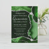 グリーンアンドシルバーフェイクグリッターアゲートキンセアニェラ 招待状 (スタンド正面)