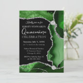 グリーンアンドシルバーフェイクグリッターアゲートキンセアニェラ 招待状 (スタンド正面)