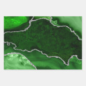 グリーンアンドシルバーフェイクグリッターゲート ラッピングペーパーシート (正面2)