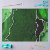 グリーンアンドシルバーフェイクグリッターゲート 薄葉紙 (クラフト)