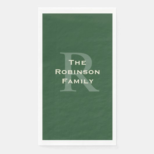 グリーンアンドタンネームモノグラム紙ゲストタオル (正面)