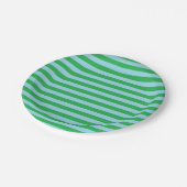 グリーンアンドパステルブルーストライプズ ペーパープレート (アングル)