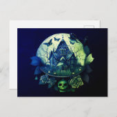 グリーンアンドパープルゴシックハ幽霊のよく出るウス シーズンポストカード (正面/裏面)