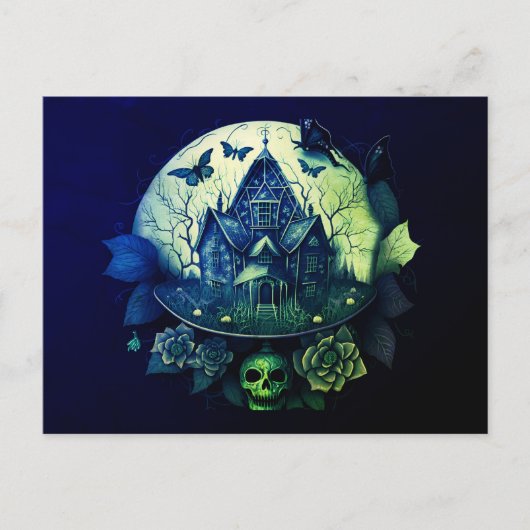 グリーンアンドパープルゴシックハ幽霊のよく出るウス シーズンポストカード (正面)