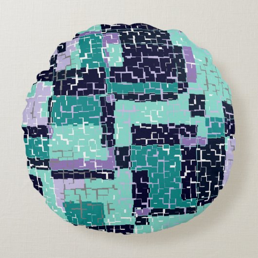 グリーンアンドパープルラウンド装飾用クッションポーフ ラウンドクッション (正面)