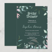 グリーンアンドピンクグリーナリーグリーンブライダルシャワー 招待状 (正面/裏面)