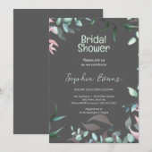 グリーンアンドピンクグリーナリーグレーブライダルシャワー 招待状 (正面/裏面)