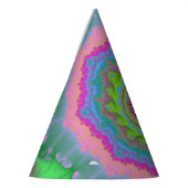 グリーンアンドピーチフラクタル誕生日 パーティーハット (左)