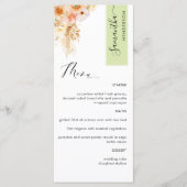 グリーンアンドピーチ赤面パーソナライズされたとゲスト名 メニュー (正面)