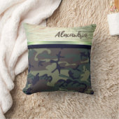 グリーンアンドブラウン迷彩柄シメリーシックカスタム クッション (ブランケット)