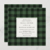 グリーンアンドブラックバッファロープレイドブライダルシャワー 招待状 (正面/裏面)