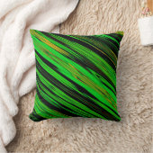 グリーンアンドブラックブライトストライプ装飾用クッション クッション (ブランケット)