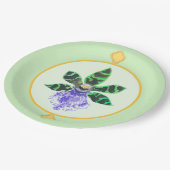 グリーンアンドブラックペタルオーキッド紙プレート ペーパープレート (アングル)