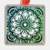 グリーンアンドブルーシャーパイマンダラオーナメント メタルオーナメント (正面)