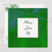 グリーンアンドブルーパインカスタム招待状テンプレート 招待状 (正面/裏面)