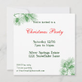 グリーンアンドブルーパインカスタム招待状テンプレート 招待状 (裏面)