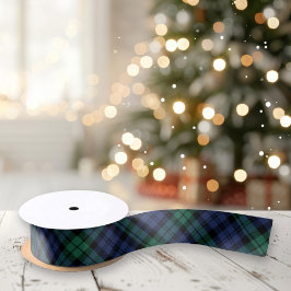 グリーンアンドブルーブラックウォッチタータンチェック格子縞ホリデー サテンリボン